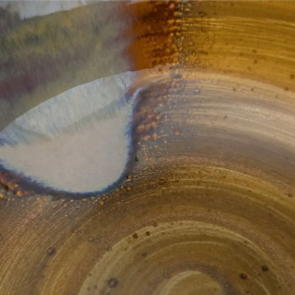 Sango Splash 4051 Stoneware Round Bowl Brown Blue Gray Drip Glaze China
